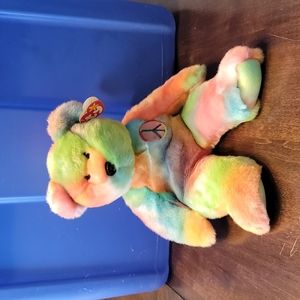 Ty Peace Original Beanie Buddy Tie Die Teddy Bear